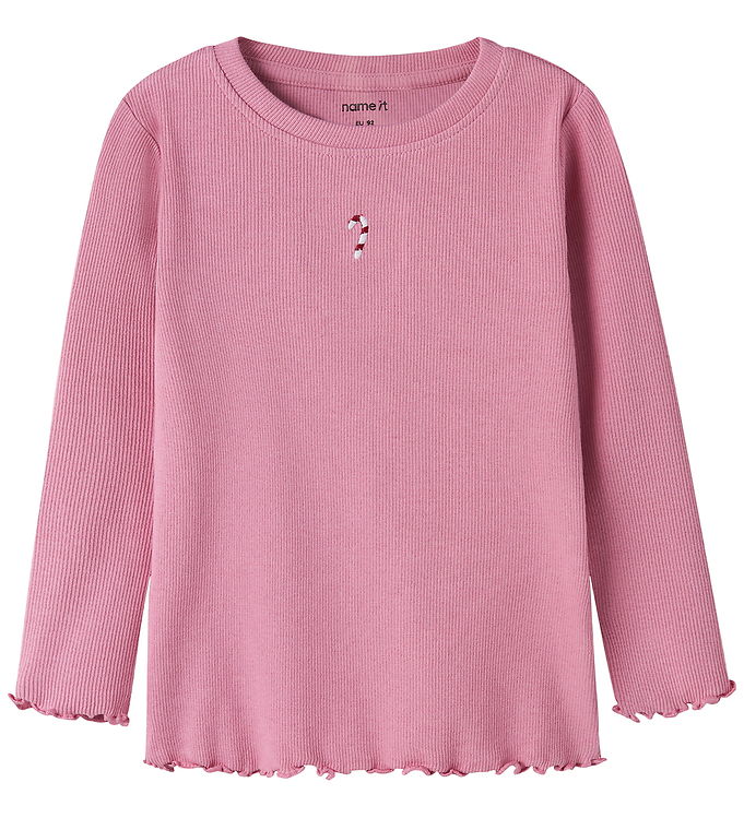 Name It Bluse - Rib - NmfVivemmas - Wild Rose/Candy Cane