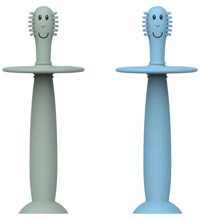 Matchstick Monkey - Toothbrush - 2 Babytandbørster - Mint Og Blå