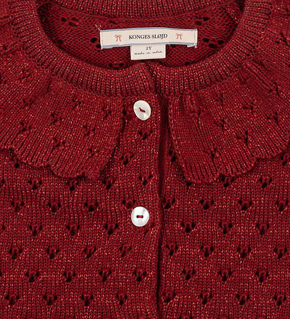 Konges Sløjd Cardigan - Strik/Hulmønster - Holiday - Red Dahlia