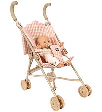 Konges Sløjd Dukkeklapvogn m. Dukke - Poppy - Pink Check