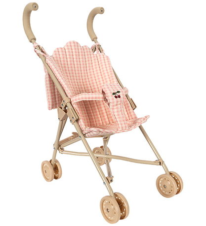 Konges Sløjd Dukkeklapvogn m. Dukke - Poppy - Pink Check