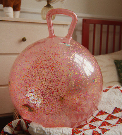 Konges Sløjd Hoppebold m. Håndtag - 50 cm - Rainbow m. Glimmer