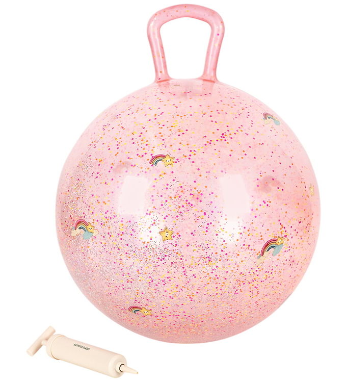Konges Sløjd Hoppebold m. Håndtag - 50 cm - Rainbow m. Glimmer