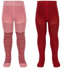 Konges Sløjd Strumpfhosen - Rib - 2er-Pack - Rot Stripe