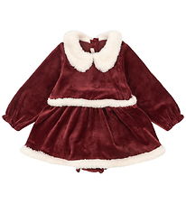 Konges Sløjd Bodysuit w. Skirt l/s - Christmas - Red Dahlia