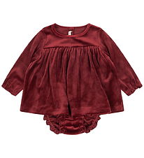 Konges Sløjd Bodysuit w. Skirt l/s - Jingle - Red Dahlia