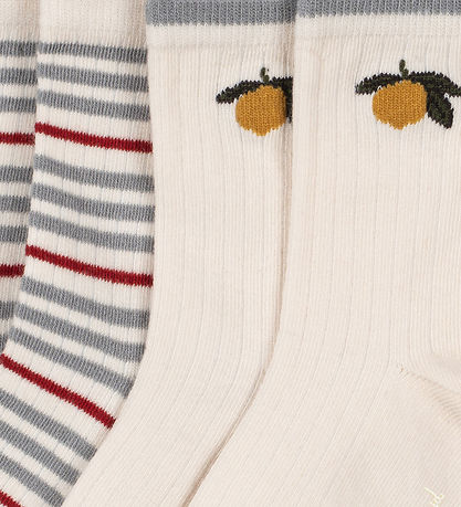 Konges Sløjd Strømper - 2-pak - Blue Stripe/Lemon