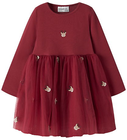 Name it Kjole - NMFVEROSS - Red Dahlia/Reindeer