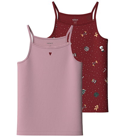 Name it Undertrøje - 2-pak - NKFVISMAS - Red Dahlia/w/ Pink Nect