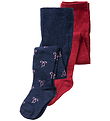 Name It Strømpebukser - 2-pak - NmfVichristmas - Navy Blazer/Red