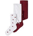 Name It Strømpebukser - 2-pak - NmfVichristmas - Bright White/Re