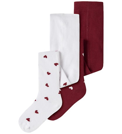 Name It Strømpebukser - 2-pak - NmfVichristmas - Bright White/Re