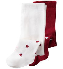 Name It Strømpebukser - 2-pak - NbfVichristmas - Bright White/Re