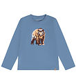 Minymo T-shirt - Bluefin m. bjørn/vendbare pallietter