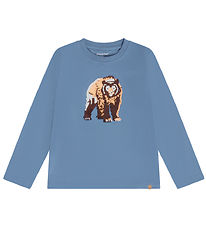 Minymo T-shirt - Bluefin m. bjørn/vendbare pallietter