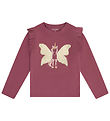 Minymo Bluse - Crushed Berry m. Enhjørning/Vendbare Pallietter