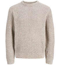 Jack & Jones Bluse - Strik - JjjAxon - Sea Salt/Twisted Mulch
