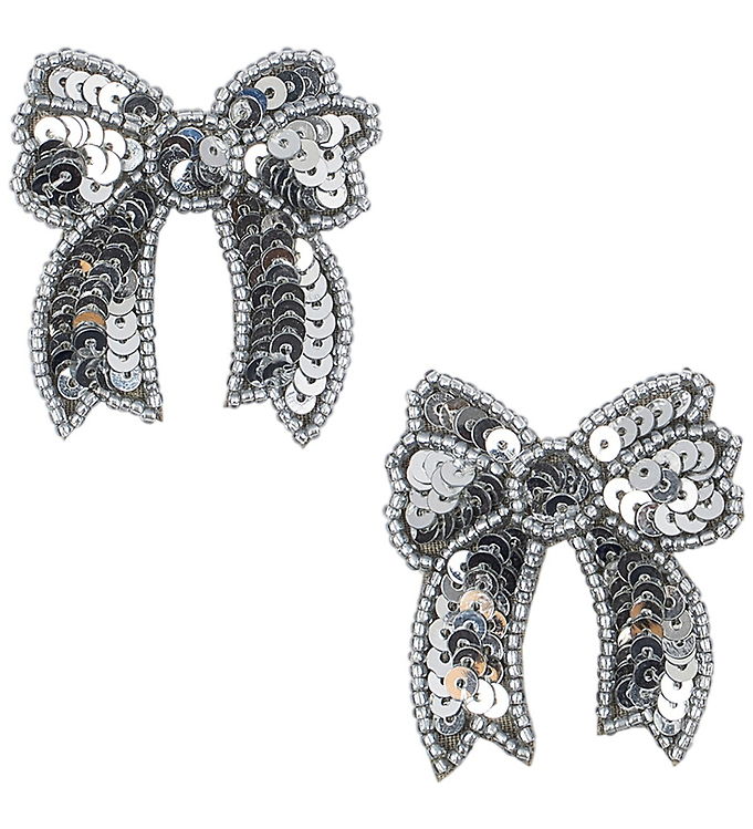 Konges Sløjd Hårklips - 2-pak - Sequin Bow - Silver