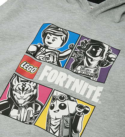 LEGO® Fortnite Hættetrøje - LWSian 700 - Gråmeleret m. Print