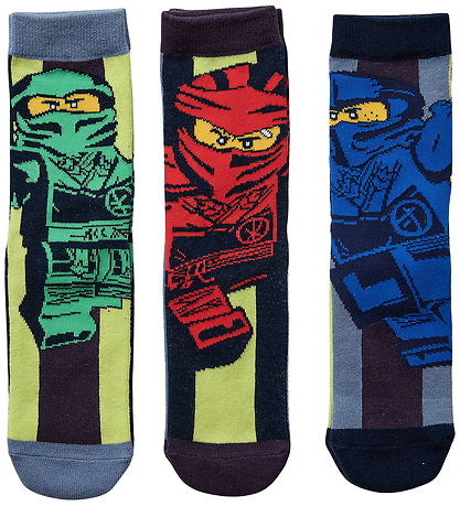 LEGO® Ninjago Strømper - 3-pak - LWAkio 709 - Blå/Rød/Gul/Grøn