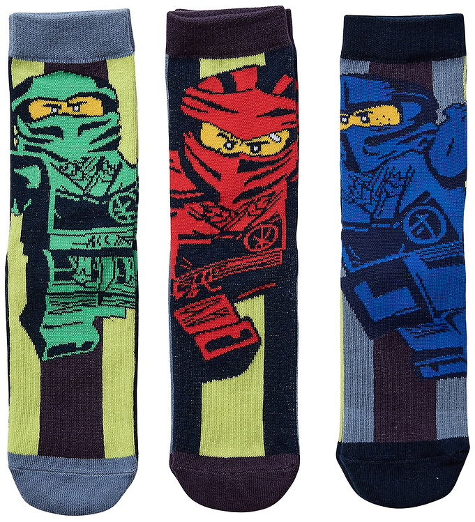 LEGO® Ninjago Strømper - 3-pak - LWAkio 709 - Blå/Rød/Gul/Grøn