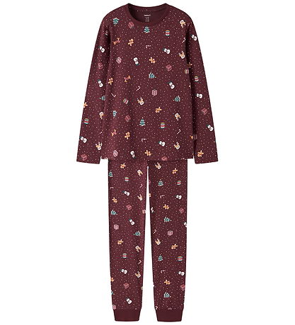 Name It Nattøj - 2-delt - NknVismas - Burgundy/Christmas