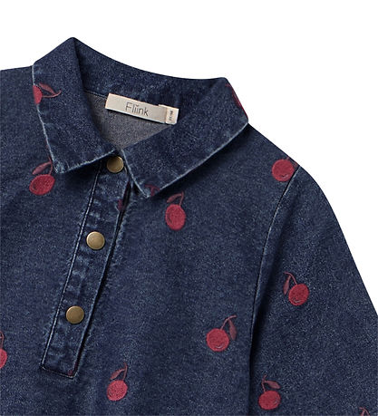 Fliink Kjole - Donna Embr - Dark Denim Blue