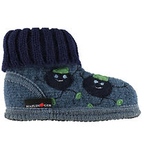 Haflinger Hjemmesko - Hüttenschuh Blaubeere - Taubenblau