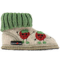 Haflinger Hjemmesko - Hüttenschuh Erdbeere - Papiermeliert öko
