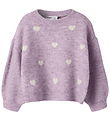 Name it Bluse - Strik - NmfOgusse - Mauve Shadows/Birch Hearts