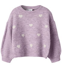 Name it Bluse - Strik - NmfOgusse - Mauve Shadows/Birch Hearts