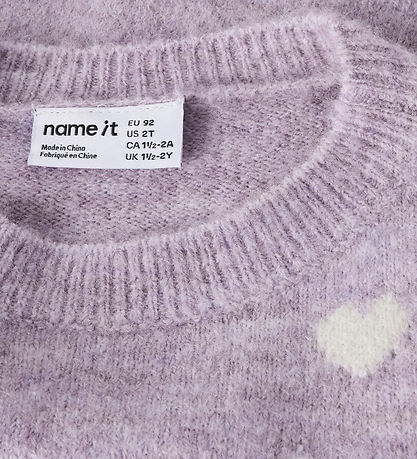 Name it Bluse - Strik - NmfOgusse - Mauve Shadows/Birch Hearts