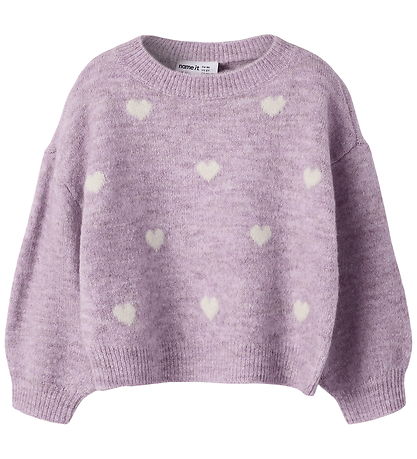 Name it Bluse - Strik - NmfOgusse - Mauve Shadows/Birch Hearts