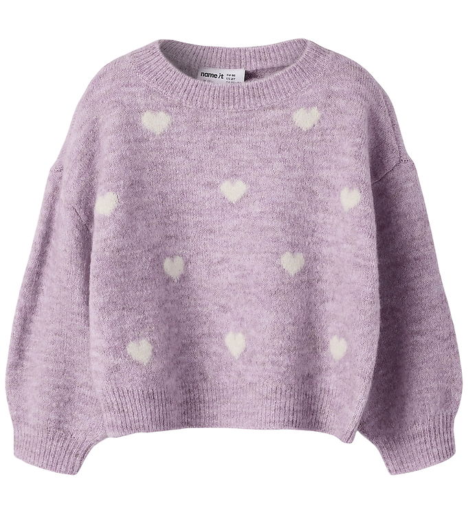 Name it Bluse - Strik - NmfOgusse - Mauve Shadows/Birch Hearts