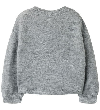 Name it Bluse - Strik - NmfOguesse - Grey Melange/Birch Hearts