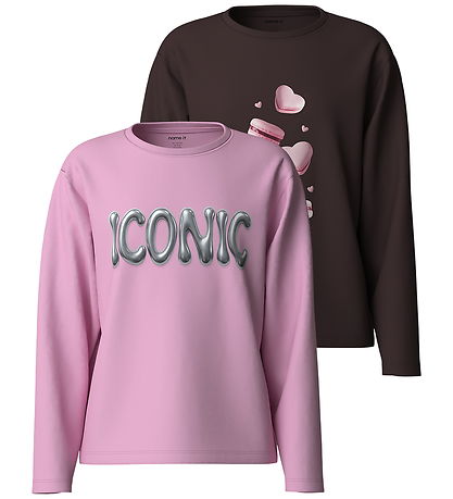Name it Bluse - 2-Pak - NkfVotea - Chocolate Plum/Full Bloom Pin