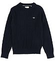 GANT Bluse - Cable Strik - Shield - Evening Blue
