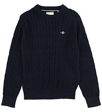 GANT Bluse - Cable Strik - Shield - Evening Blue