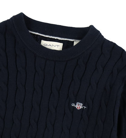 GANT Bluse - Cable Strik - Shield - Evening Blue