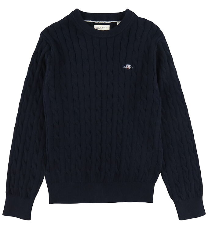 GANT Bluse - Cable Strik - Shield - Evening Blue