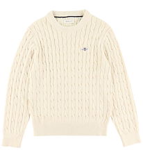 GANT Bluse - Cable Strik - Shield - Creamed White
