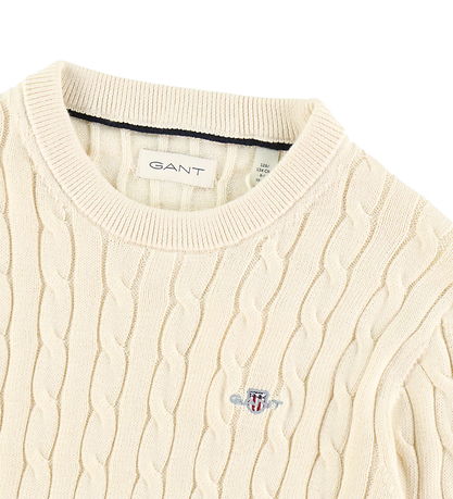 GANT Bluse - Cable Strik - Shield - Creamed White