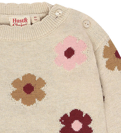 Hust and Claire Cardigan - HCPusle Flower - Old Beige Melange
