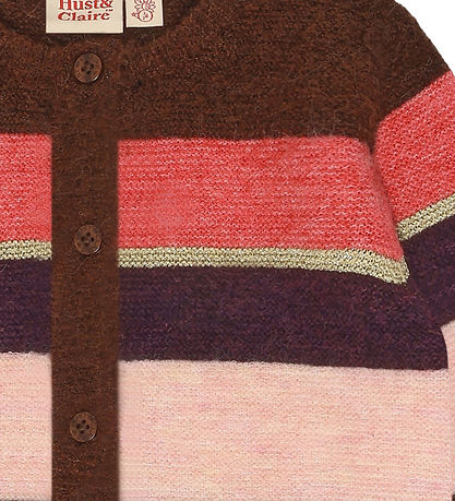Hust and Claire Cardigan - HCCamilla Fluffy Stripe - Soil