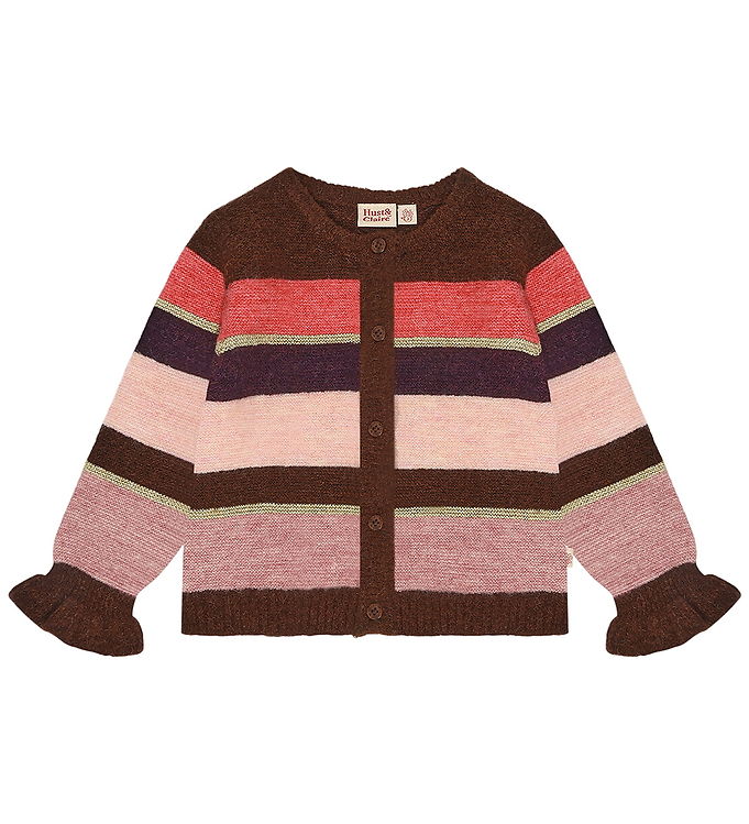 Hust and Claire Cardigan - HCCamilla Fluffy Stripe - Soil
