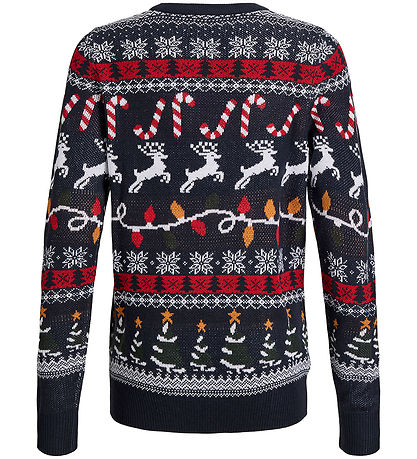 Jack & Jones Bluse - Strik - JJXmas - Navy Blazer/Reindeer