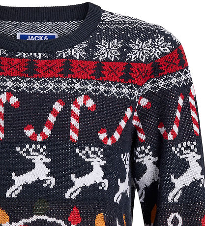 Jack & Jones Bluse - Strik - JJXmas - Navy Blazer/Reindeer