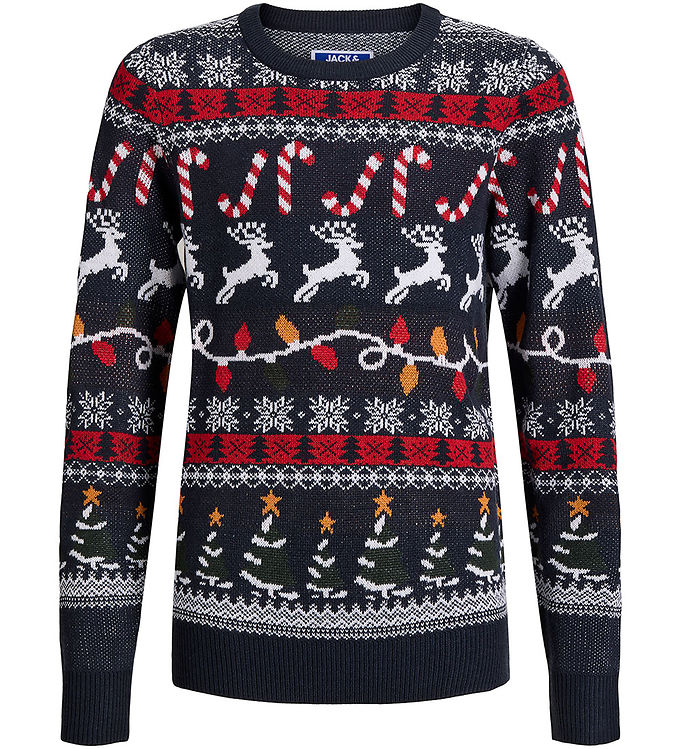 Jack & Jones Bluse - Strik - JJXmas - Navy Blazer/Reindeer
