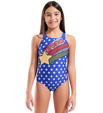 Arena Badedragt - Swim Pro Back - Neon Blue/Multifarvet