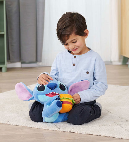 Disney Classic Plys Bamse - Disney Stitch m. Burger - 25 cm